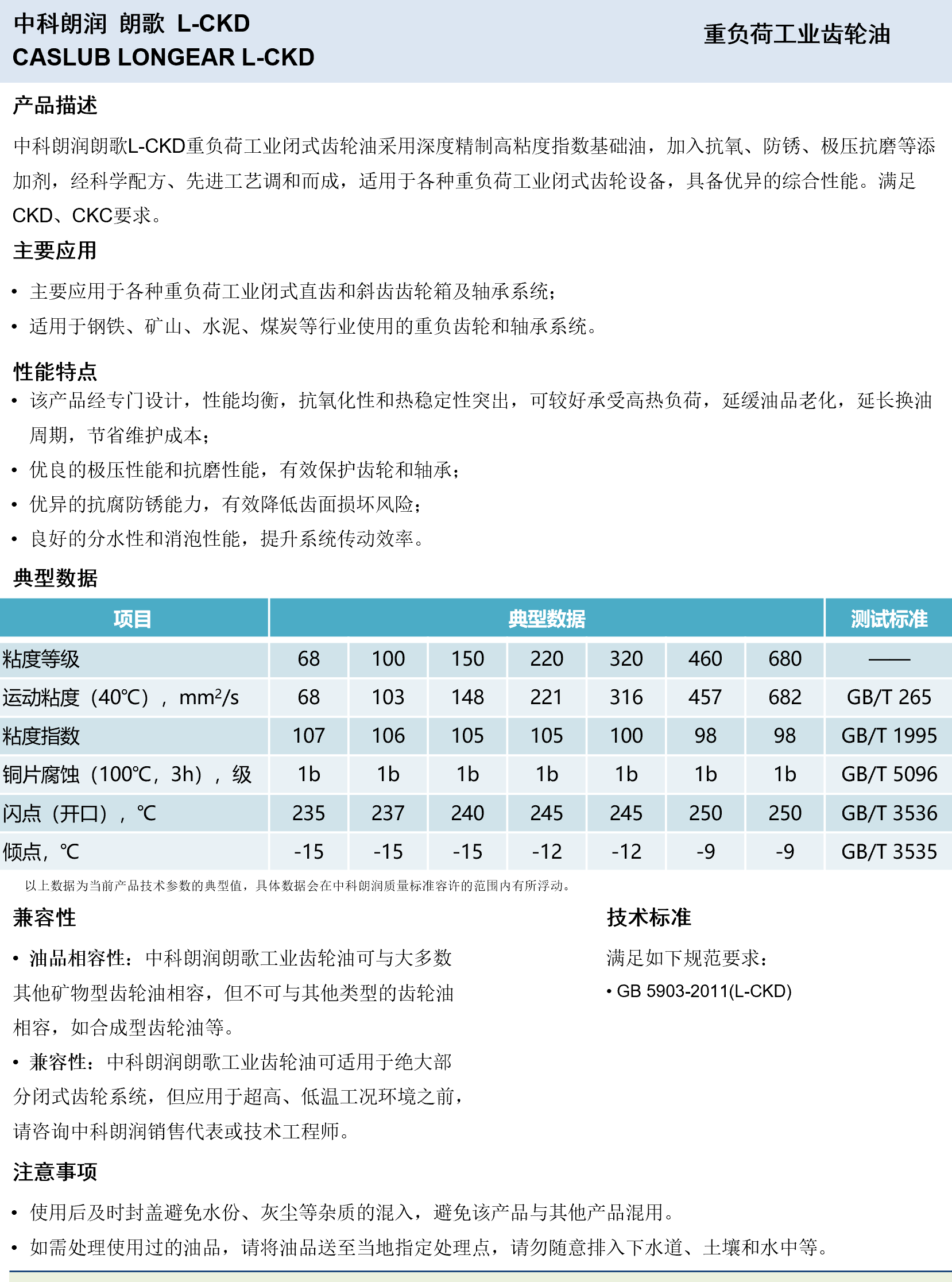 中科朗润-朗歌L-CKD 重负荷工业齿轮油