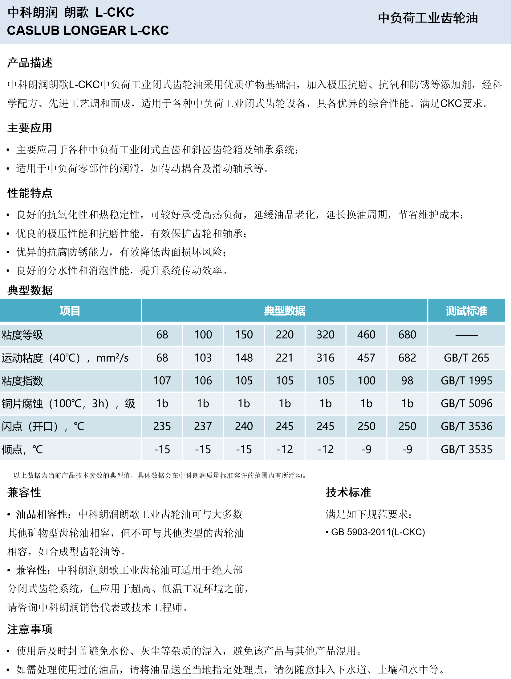 中科朗润-朗歌L-CKC 中负荷工业齿轮油