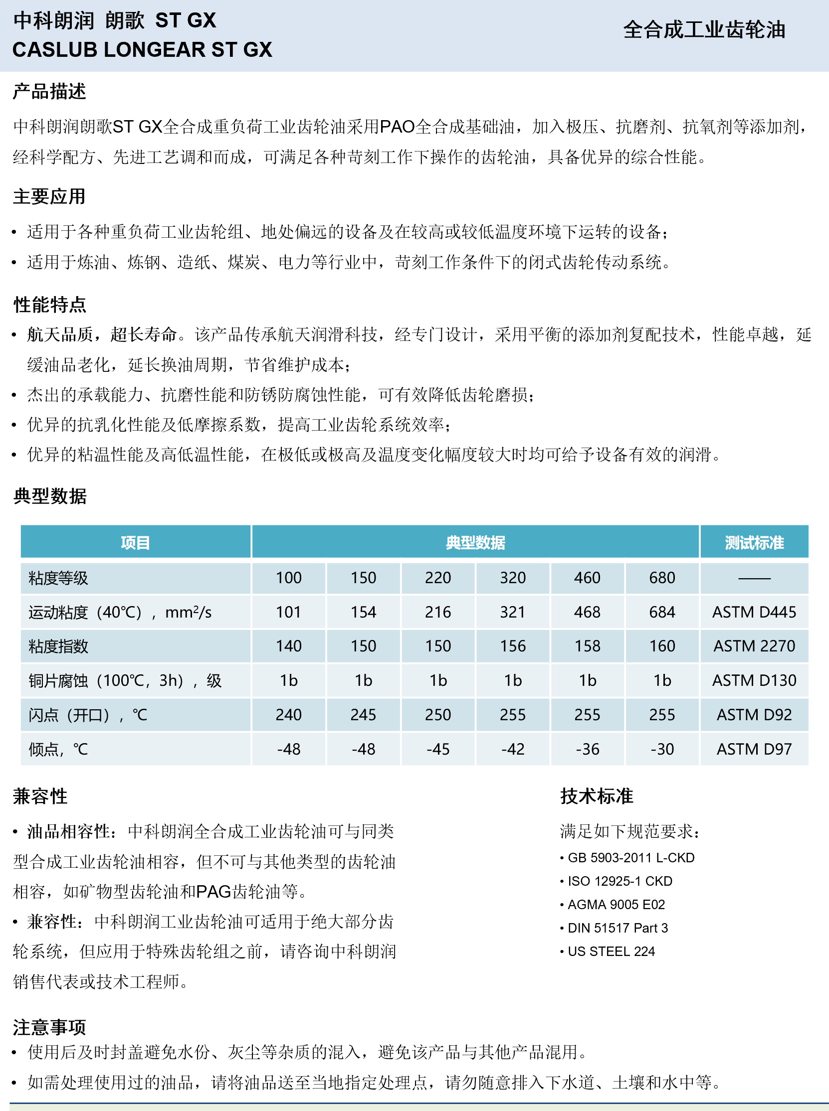 中科朗润-朗歌ST GX 全合成工业齿轮油